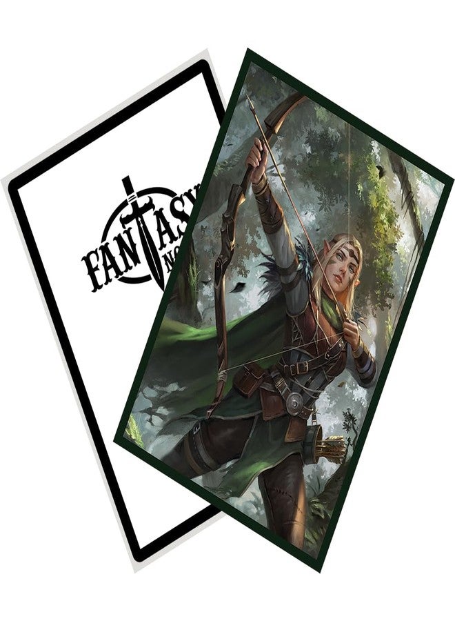 Fantasy North - Aelwyn Alorr - Wood Elf Ranger - 100 Textured Matte TCG Card Sleeves - Fits Magic MTG Commander Pokemon and Other Card Games - Playing Card Sleeves - Image 3